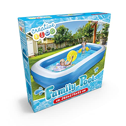 Creative Kids Pool - Aufblasbar - Rechteckig - 262x175x51cm - Max 778 Liter - 2 Ringe von Bestway