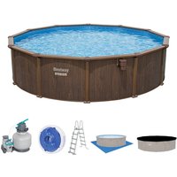 Hydrium™ Stahlwandpool Komplett-Set mit Sandfilteranlage Ø 550 x 130 cm, Holz-Optik (Palisander), rund von Bestway