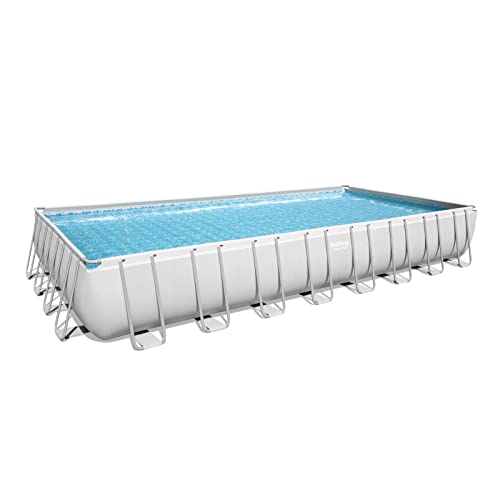 Bestway Power Steel Frame Pool Komplett-Set mit Sandfilteranlage 956 x 488 x 132 cm, lichtgrau, eckig von Bestway