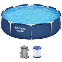 Steel Pro™ Frame Pool Set mit Filterpumpe Ø 305 x 76 cm, dunkelblau, rund von Bestway