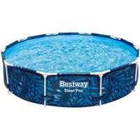 Steel Pro™ Frame Pool ohne Pumpe ø 305 x 66 cm, tropisches Blatt-Design, rund von Bestway