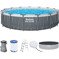 Steel Pro MAX™ Frame Pool Komplett-Set mit Filterpumpe Ø 457 x 107 cm, LED-Design, rund von Bestway