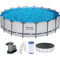 Steel Pro MAX™ Frame Pool Komplett-Set mit Filterpumpe Ø 549 x 122 cm, lichtgrau, rund von Bestway