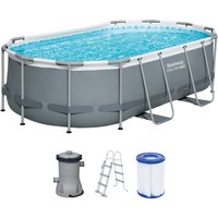 Steel Pro MAX™ Frame Pool Set mit Filterpumpe 427 x 250 x 100 cm , grau, oval von Bestway