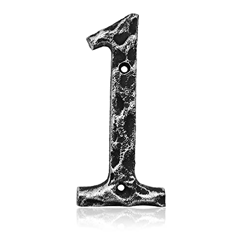 Hausnummern, 14 cm, einzigartiges Gusseisen-Metall, Adress-/Briefkasten-Nummer für Außen- oder Haustür, handgefertigt, Antik-Silber-Finish (Nummer 1) von BetLight