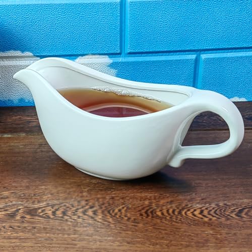 Sauciere aus Porzellan mit tropffreiem Ausgießer, 710 ml, weiße Sauciere - perfekt zum Servieren von heißer Soße, Soße oder Dressing von BetLight