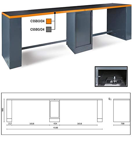 4 Meter Doppel-Werkbank mit Mittelbein, C55BO-D4 von Beta