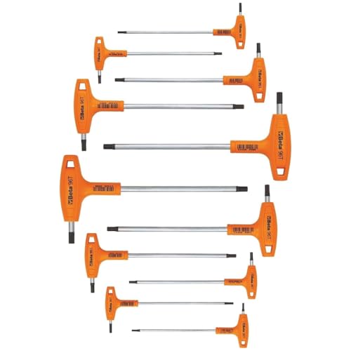 Beta 96T/S Sechskant-Stiftschlüsselsatz, Werkzeug-Set, Werkstatt Tools (7-teiliges Set, gebogen, mit Griff, verchromt, höchst widerstandsfähiges Material, made in Italy), Schwarz/Orange von Beta