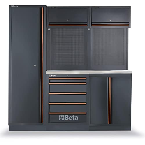 BETA Möbel Pro B-2 m, Tischplatte aus Edelstahl 2 MOD+Schrank, Schwarz, Unica von Beta