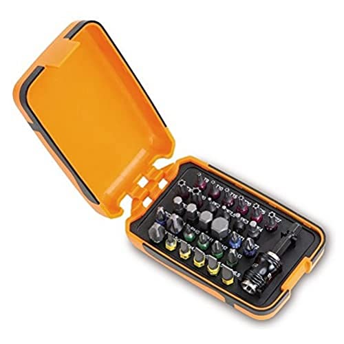 Beta 860MIX/A31 verschiedenfarbige Bits mit magnetischem Schraubeinsatzhalter im Kunststoffkasten (robustes Werkzeug, Made in Italy, Werkstattzubehör) Orange/Schwarz von Beta
