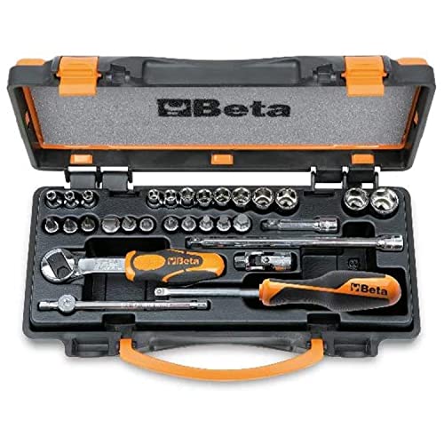 Beta 900/C24 13 Sechskant-Steckschlüssel, 11 Schraubendreher Einsätze und 6 Betätigungswerkzeuge (30-Teiliges Set inkl. praktischem Aufbewahrungskoffer, beinhaltet Ratsche, Schraubenzieher und mehr) von Beta