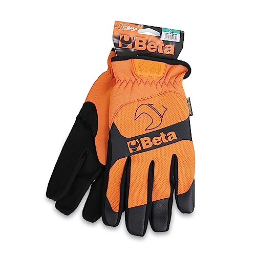 Beta 9574O Arbeitshandschuhe (robuste Schutzhandschuhe, mit Stretch-Manschette, Synthetikleder, Werkstattzubehör, erhältliche Größen: M - XXL), Farbe: Orange/Schwarz von Beta