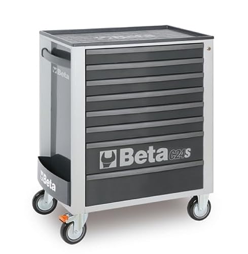 Beta - BW C24S 8/G-Plus Mobiler Werkzeugkasten mit 8 Schubladen, Arbeitsplatte aus Thermoplast - Grau von Beta