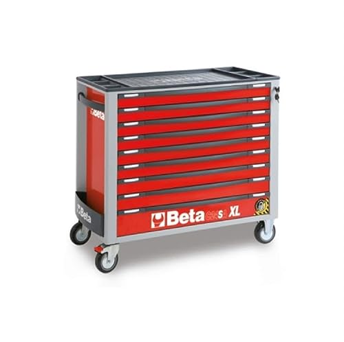 Beta - BW C24SAXL/9-R Mobiler Werkzeugschrank mit neun Schubladen, mit Anti-Kipp-System, langes Modell - Rot von Beta