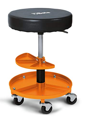 Beta Drehhocker 2250-O mit Aufbewahrungsschale und Runder Sitzfläche - Werkstatthocker mit Rollen und Verstellbarer Höhe von Beta