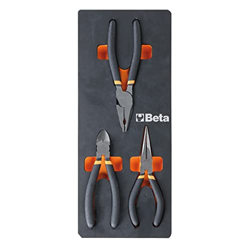 Beta M133 Werkstatt Zangen Set, Werkzeuge (hochwertige Zangen & Stämme in weichem Modul, Werkzeug Set aus 1 Universalzange, 1 Spitzzange & 1 Seitenschneider, Tools mit rutschfestem PVC) von Beta