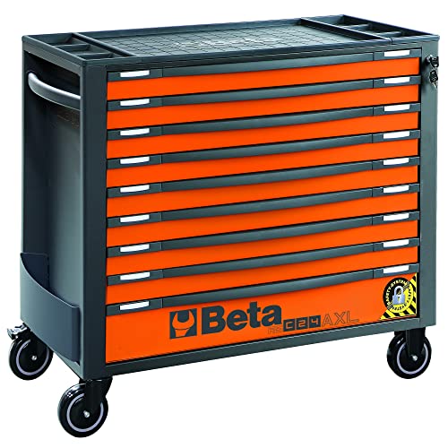 Beta - RSC24AXL/9-O Werkzeugkasten 9 Schubladen, mit Kippschutz, langes Modell 882x367 mm Vollauszug, montiert auf kugelgelagerten Teleskopschienen, orange, 024004291 von Beta