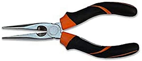 Beta 1166BM 160 Zange, Werkzeug (halbrunde, extralange und verchromte Zange mit geriffelten Griffen aus Bimaterial, Werkstattzubehör, Gewicht: 142 g, Länge: 160 mm), Schwarz / Orange von Beta