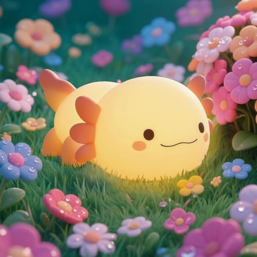 Betensh Nachtlicht Kinder Axolotl Silikon, Nachtlicht Baby Aufladbar/Touch/Timer, Axolotl Lampe Stilllicht, Kinder Nachttischlampe für Mädchen Junge Spielzeug von Betensh