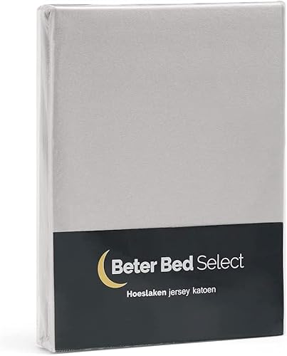 Beter Bed Jersey Spannbettlaken 200x200 - Weiches und atmungsaktives Spannbetttuch 200x200 aus 100% Jersey Baumwolle - Bettlaken 200x200 - Steghöhe 30 cm - Spannbettlaken 200x200 Baumwolle - Hellgrau von BeterBed