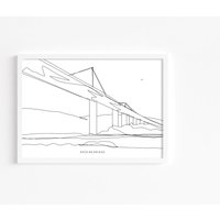 Erskine Brücke | Strichzeichnung Liniendruck Line Art A4 Wanddeko Wandbehang von BethJaneStudio