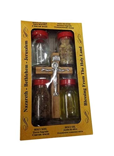 Bethlehem Gifts TM Olivenholz Kreuz Set mit 4 Flaschen – Salbung Öl, Jordan River Wasser, Heiligen Erde und Räucherstäbchen Bethlehem Gifts TM Olivenholz Kreuz Set mit 4 Flaschen – Salbung Öl, Jordan River Wasser, Heiligen Erde und Räucherstäbchen von Bethlehem Gifts TM