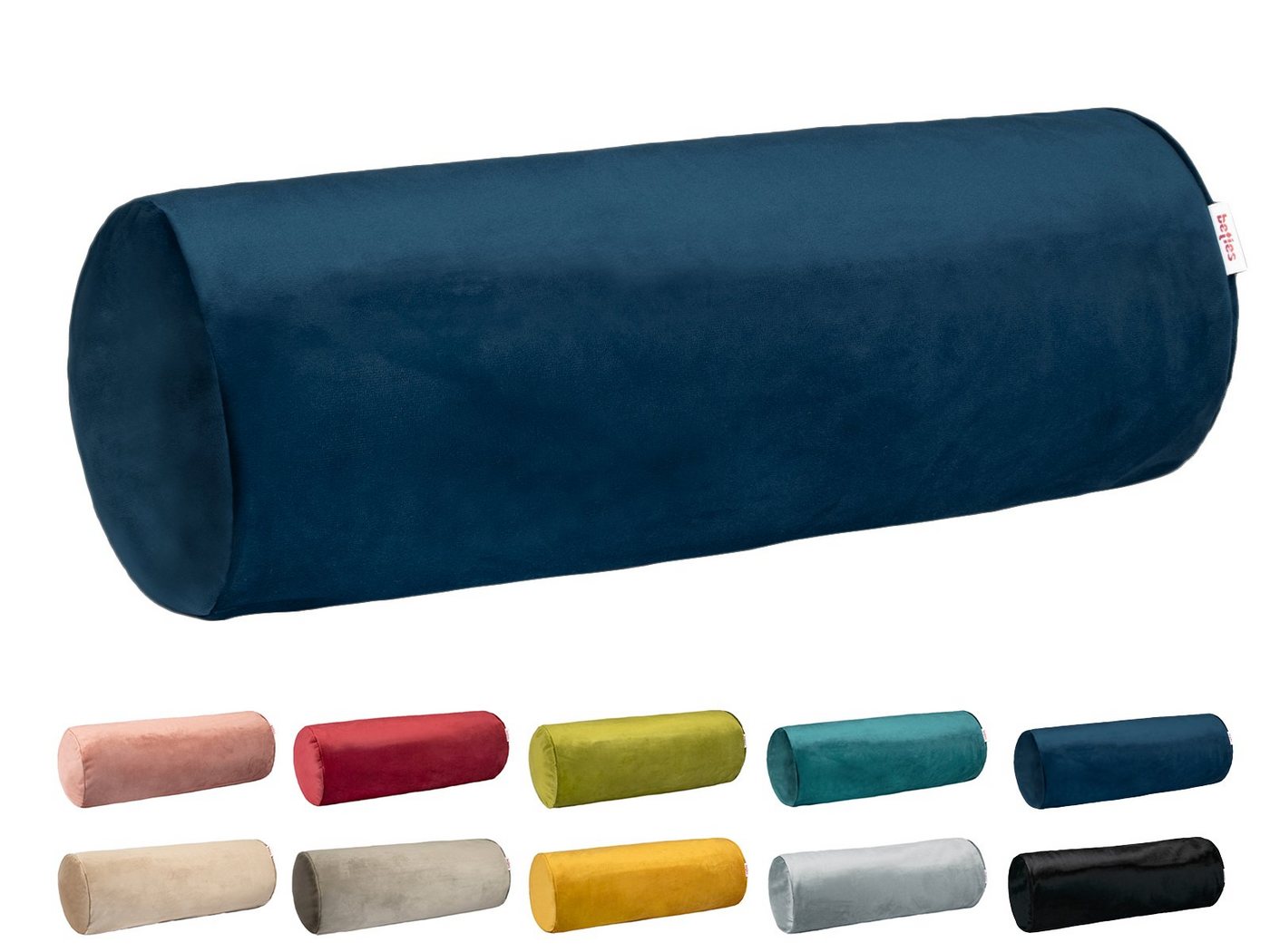 beties Nackenrollenbezug Samt&Sonders, (1 Stück), Samt Nackenrollenhülle admiral-blau ca. 15x40 cm mit Reißverschluss von Beties