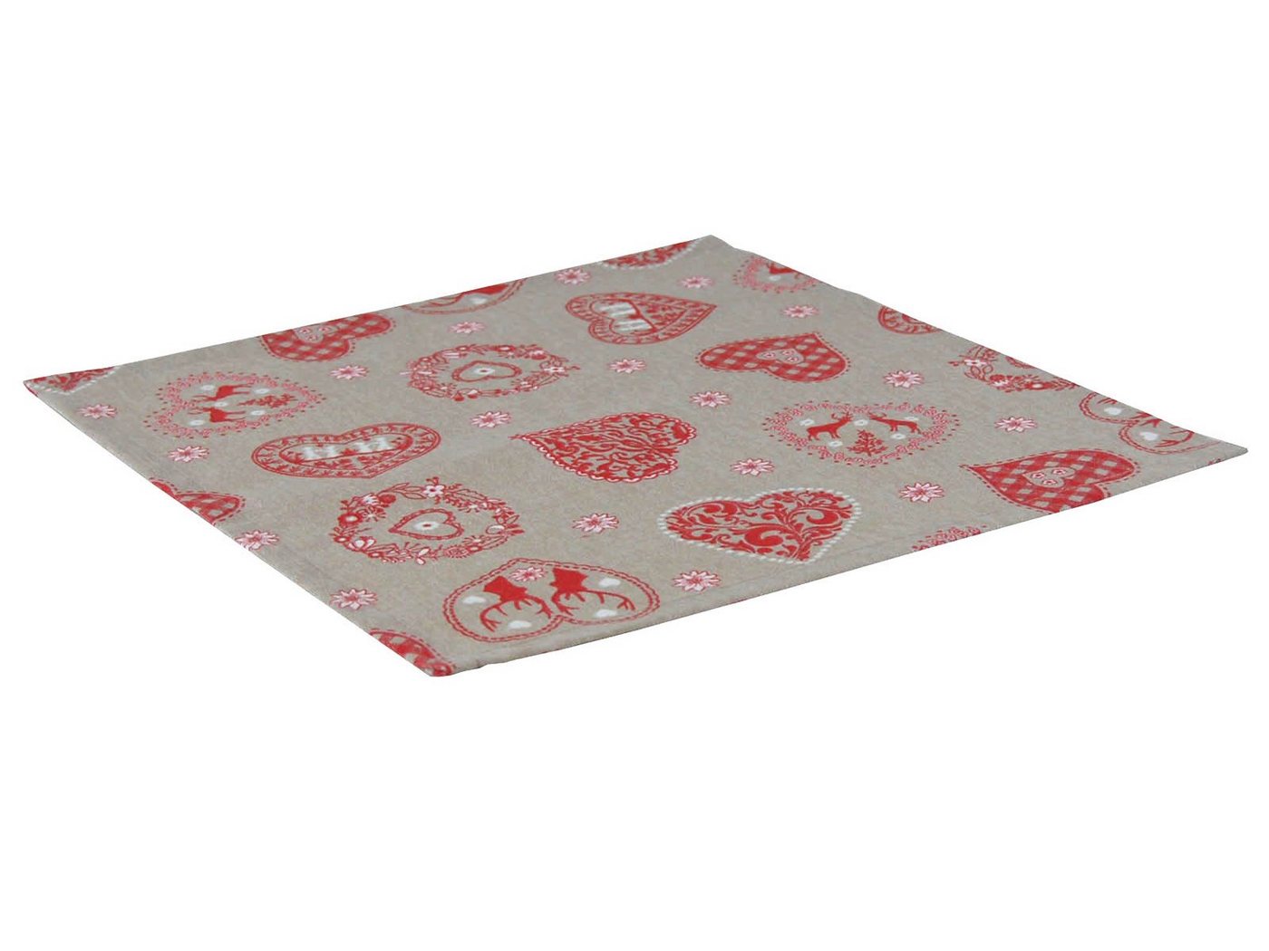 Platzset, Alpen Hütte, beties, (1-St), Tischset ca. 35x45 cm 50% Baumwolle 50% Polyester beige-rot von Beties