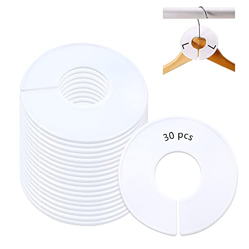 Betinyar 30 Pcs Kleiderständer-Trennwände, Runde Kleiderbügel Teiler, Weiß, Kunststoff, Glatt, Flexibel und langlebig, Schreibfläche für Etiketten von Betinyar
