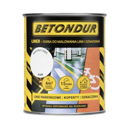 Betondur LINER Acrylfarbe High Solid 0,75L Weiß – Schnelltrocknende Bodenmarkierungsfarbe für Beton & Asphalt, Hohe Haftung von Betondur