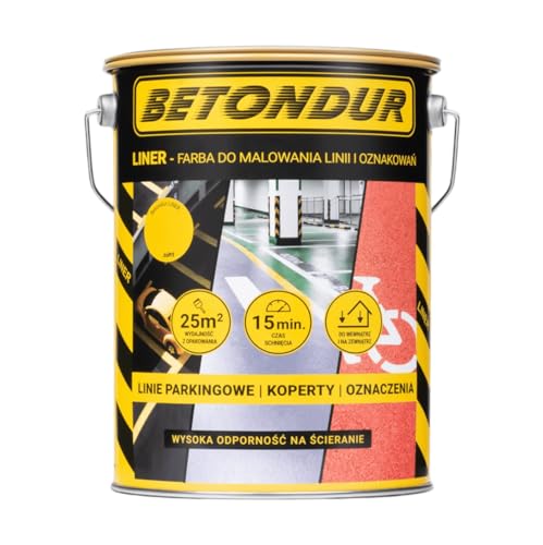 Betondur LINER Acrylfarbe High Solid 5L Gelb – Industrielle Markierungsfarbe für Außen- & Innenbereiche, Hohe Deckkraft & Haltbarkeit von Betondur