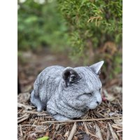 Katze Steinfigur Massiv - Gartenfigur Wetterfest Deko Tierfigur Stein von BetonhexeShop
