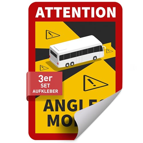 3er Set Ablösbare Folie Attention Angles Morts Bus/Wohnmobil - Non-permanent haftende PVC- Folie 17,0 cm x 25,0 cm - Toter Winkel Warnschild - Hinweisschild - Betriebsausstattung24® von Betriebsausstattung24