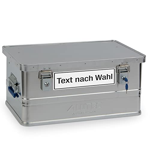 Alutec Aluminumbox Classic 40 Liter inkl. Wunschtext Aufkleber von Betriebsausstattung24® | BxHxT: 57,5 x 27,0 x 38,5 cm | Material: Aluminium | Transportkiste mit zwei Zylinderschlössern von Betriebsausstattung24