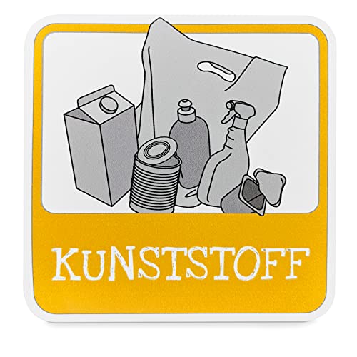 Aufkleber "Kunststoff" - Maße (BxH): 10,0 x 10,0 cm - PVC- Folie, selbstklebend - Hinweisschild Mülltrennung - Plastikmüll Sticker - Mülltonnen Kennzeichnung - Abfall Zeichen - Betriebsausstattung24® von Betriebsausstattung24