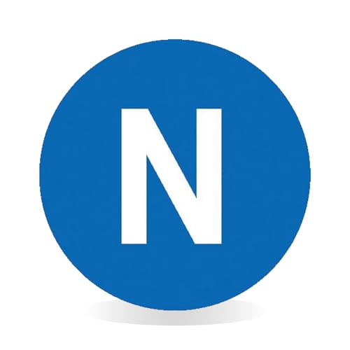 Betriebsausstattung24 Kennzeichnung elektrischer Leiter "N" - 40 Etiketten auf Bogen - PVC-Folie, selbstklebend - 1,25 cm Ø - Neutralleiter - blau/weiß von Betriebsausstattung24