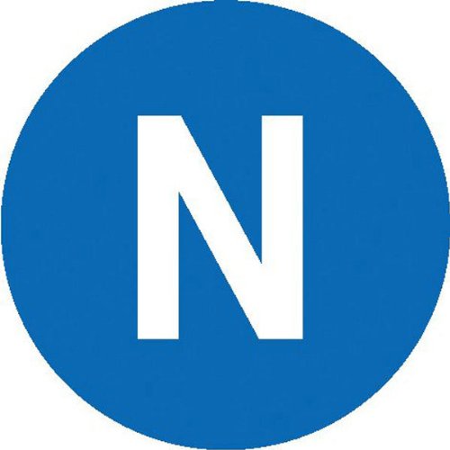 Betriebsausstattung24® Etiketten auf Bogen -Kennzeichnung elektrischer Leiter- N (Neutralleiter) 40 Stk/Bogen Gröߟe Einzeletikett (Durchm.): 1,60 cm PVC-Folie, selbstklebend von Betriebsausstattung24