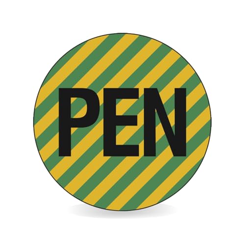 Betriebsausstattung24 Etiketten auf Bogen "PEN" - 1,25 cm Ø - 40 Nutzen - PVC-Folie - Kennzeichnung elektrischer Leiter - DIN EN 60445 von Betriebsausstattung24