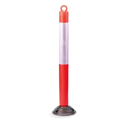 Flexibler Absperrpfosten mit Kettenkopf - (Kunststoff, Höhe: 120,0 cm) - Rot mit Reflexstreifen - Selbstaufrichtender Begrenzungspfosten - Betriebsausstattung24® von Betriebsausstattung24