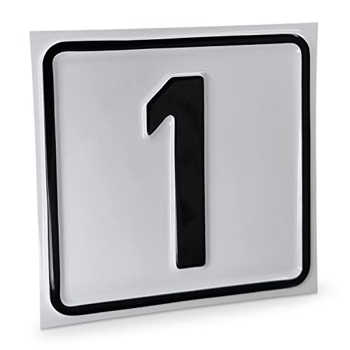 Betriebsausstattung24 Hausnummernschild Nr. 1 - Größe: 10 x 10 cm - Aluminiumschild - Farbe: weis/schwarz - Moderne Hausnummer- oder Parkplatzkennzeichnung von Betriebsausstattung24
