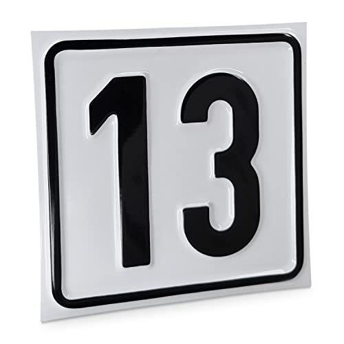 Betriebsausstattung24® Hausnummernschild Nr. 13 - Größe: 10 x 10 cm - Aluminiumschild - Farbe: weis/schwarz - Moderne Hausnummer- oder Parkplatzkennzeichnung von Betriebsausstattung24