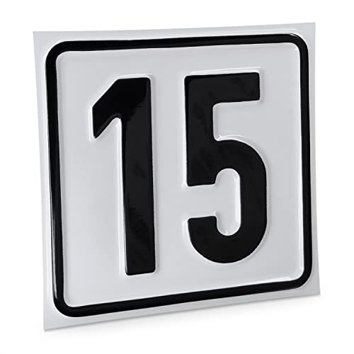 Betriebsausstattung24 Hausnummernschild Nr. 15 - Größe: 10 x 10 cm - Aluminiumschild - Farbe: weis/schwarz - Moderne Hausnummer- oder Parkplatzkennzeichnung von Betriebsausstattung24