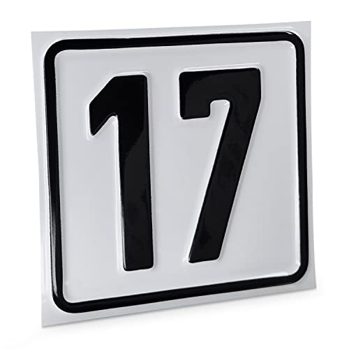 Betriebsausstattung24 Hausnummernschild Nr. 17 - Größe: 10 x 10 cm - Aluminiumschild - Farbe: weis/schwarz - Moderne Hausnummer- oder Parkplatzkennzeichnung von Betriebsausstattung24
