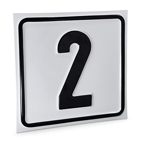 Betriebsausstattung24® Hausnummernschild Nr. 2 - Größe: 10 x 10 cm - Aluminiumschild - Farbe: weis/schwarz - Moderne Hausnummer- oder Parkplatzkennzeichnung von Betriebsausstattung24