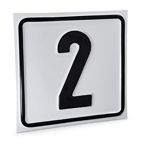 Betriebsausstattung24 Hausnummernschild Nr. 2 - Größe: 10 x 10 cm - Aluminiumschild - Farbe: weis/schwarz - Moderne Hausnummer- oder Parkplatzkennzeichnung von Betriebsausstattung24