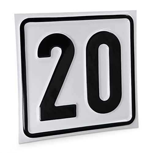 Betriebsausstattung24 Hausnummernschild Nr. 20 - Größe: 10 x 10 cm - Aluminiumschild - Farbe: weis/schwarz - Moderne Hausnummer- oder Parkplatzkennzeichnung von Betriebsausstattung24
