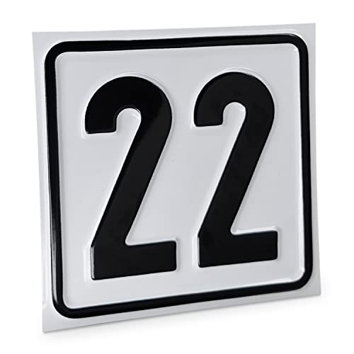 Betriebsausstattung24® Hausnummernschild Nr. 22 - Größe: 10 x 10 cm - Aluminiumschild - Farbe: weis/schwarz - Moderne Hausnummer- oder Parkplatzkennzeichnung von Betriebsausstattung24