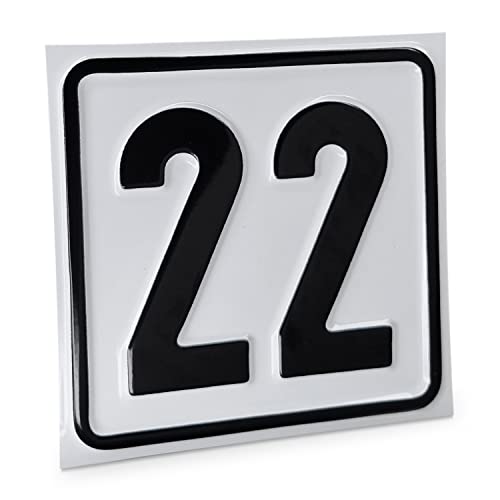 Betriebsausstattung24 Hausnummernschild Nr. 22 - Größe: 10 x 10 cm - Aluminiumschild - Farbe: weis/schwarz - Moderne Hausnummer- oder Parkplatzkennzeichnung von Betriebsausstattung24