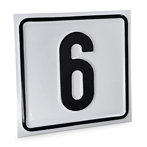 Betriebsausstattung24 Hausnummernschild Nr. 6 - Größe: 10 x 10 cm - Aluminiumschild - Farbe: weis/schwarz - Moderne Hausnummer- oder Parkplatzkennzeichnung von Betriebsausstattung24