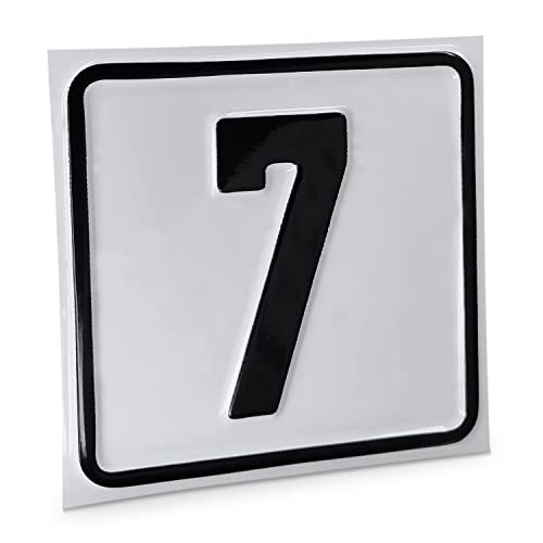 Betriebsausstattung24 Hausnummernschild Nr. 7 - Größe: 10 x 10 cm - Aluminiumschild - Farbe: weis/schwarz - Moderne Hausnummer- oder Parkplatzkennzeichnung von Betriebsausstattung24